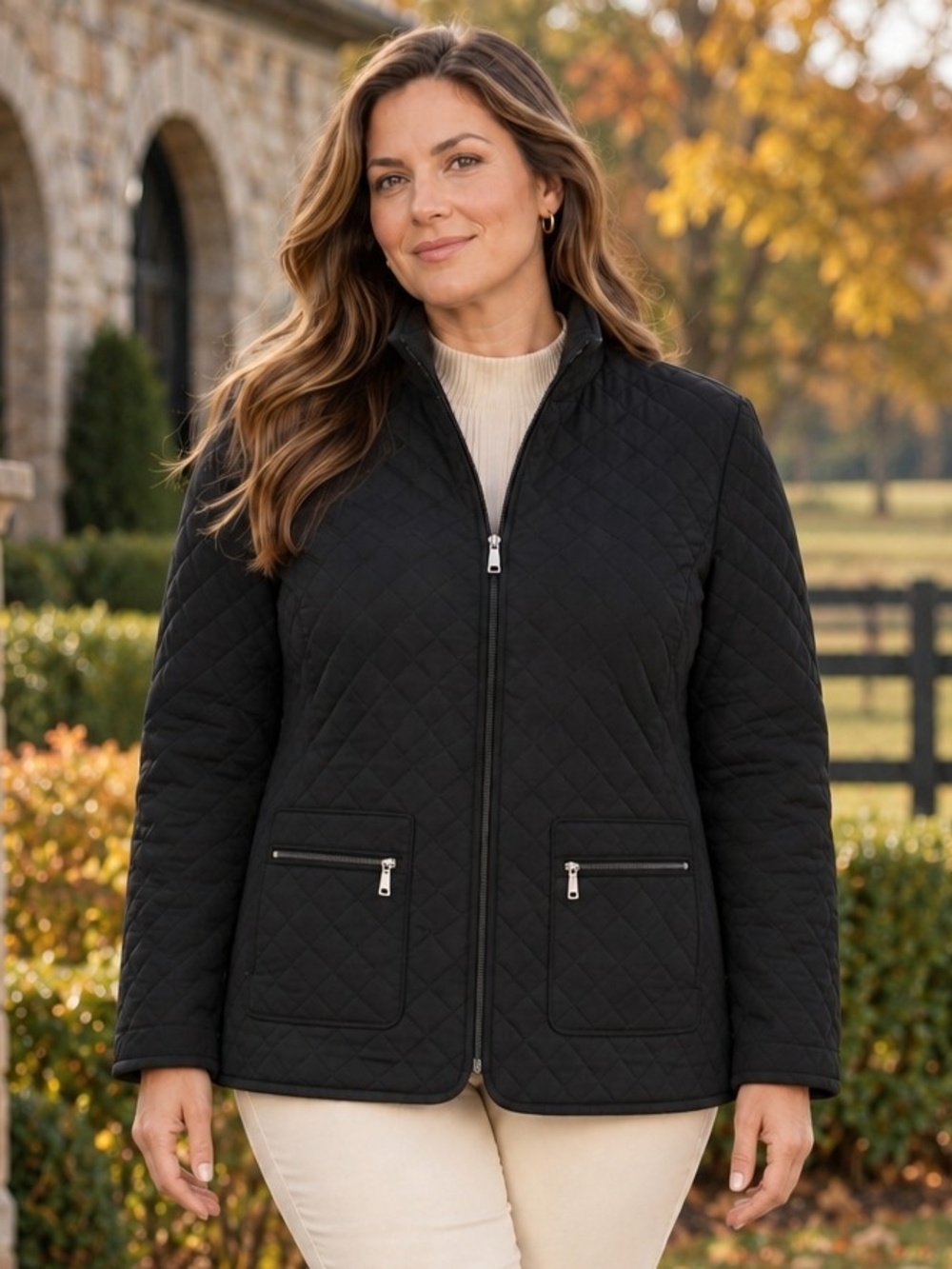 Charter Club Quilted Jacket XL Black Preppy Quiet Luxury Old Money Minimalist